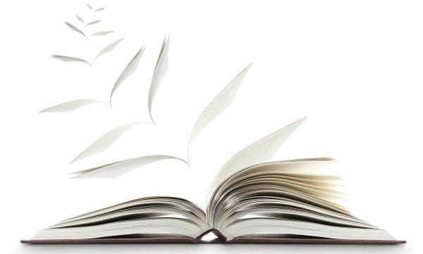 Летающие книги на прозрачном фоне
