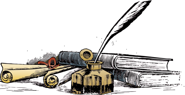 Перо и чернила на прозрачном фоне