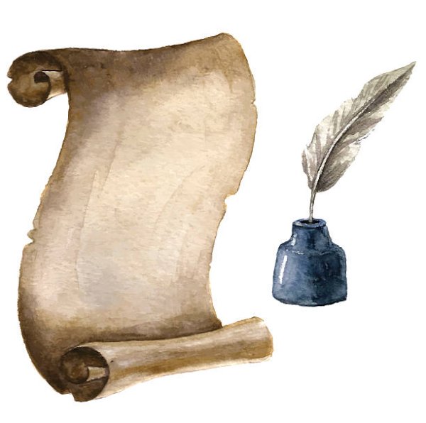 Свиток с чернильницей и пером