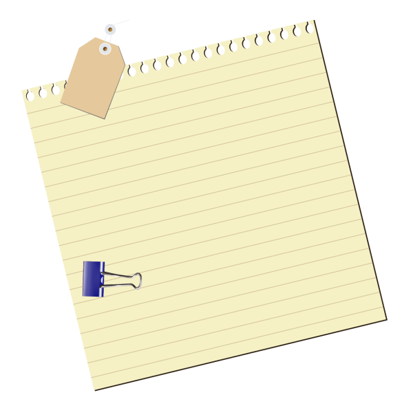 Лист блокнота на прозрачном фоне