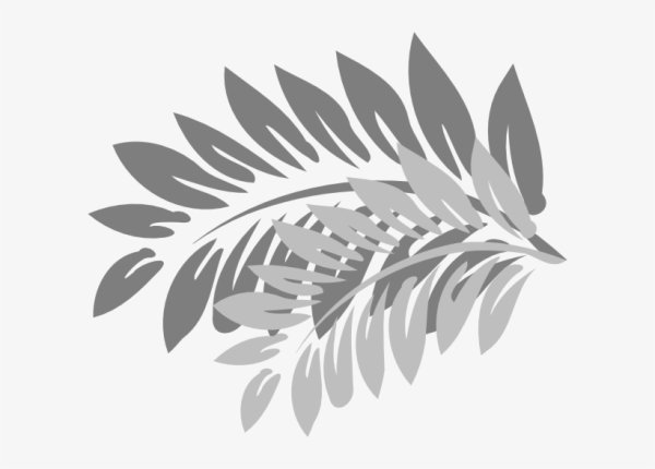 Веточка с листьями монохром