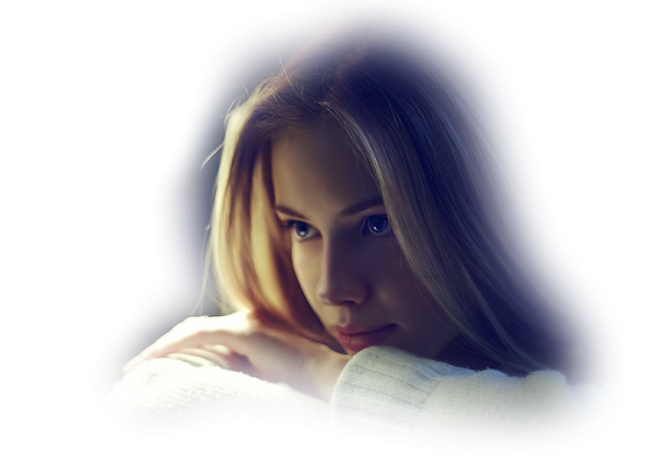 Лицо женщины на прозрачном фоне