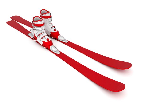 Лыжи на белом фоне