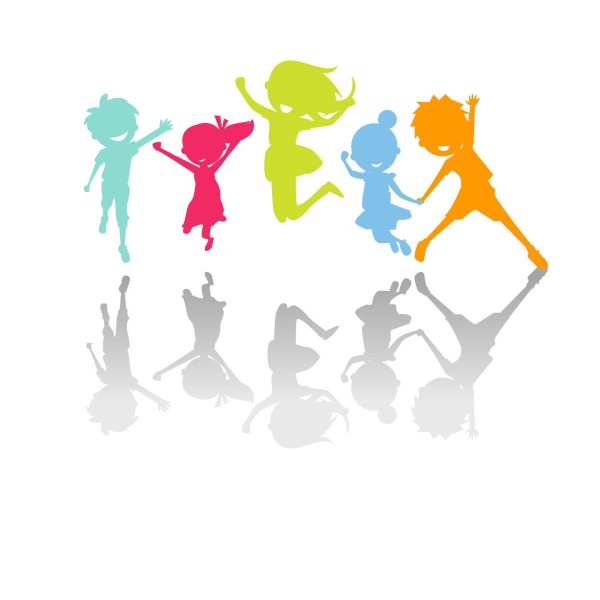 Силуэты детей цветные