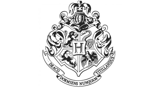 Герб Хогвартса черно белый