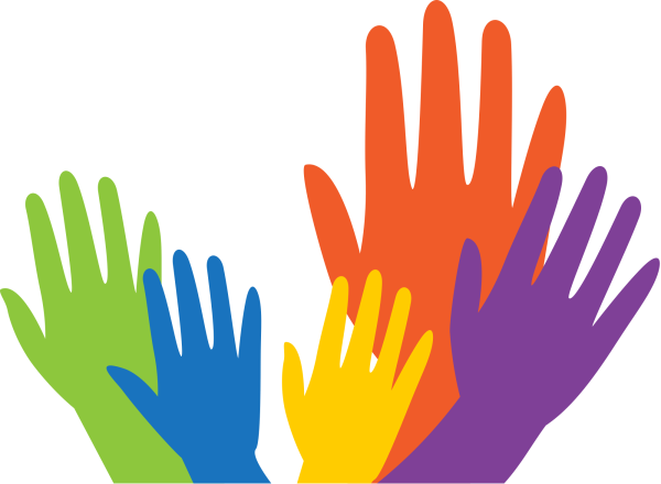 Разноцветные ладошки на прозрачном фоне