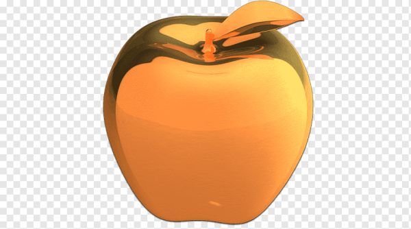 Золотое яблоко на прозрачном фоне