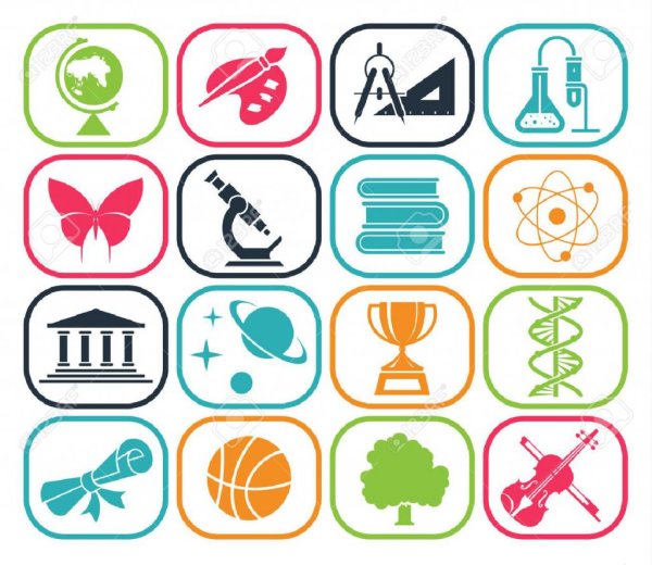 Значки школьных предметов