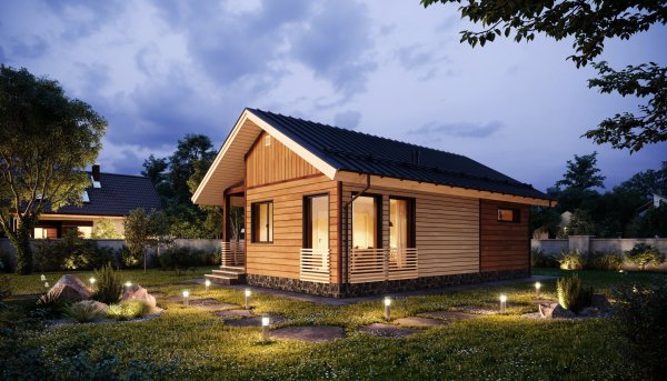 Деревянный дом визуализация