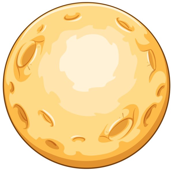 Желтая Луна с кратерами