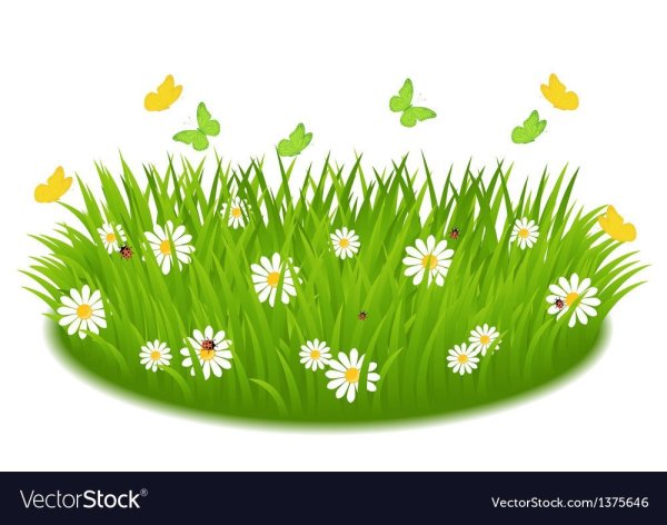 Мультяшная вид с травкой и цветочками