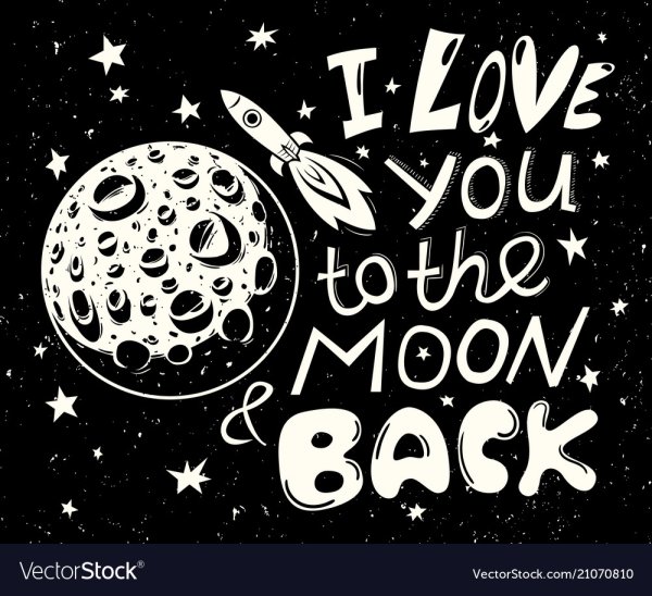 Любим тебя до Луны и обратно надпись