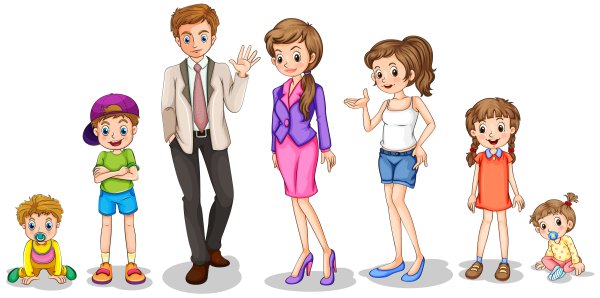 Члены семьи на прозрачном фоне