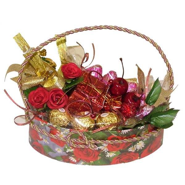 Цветы и конфеты открытка