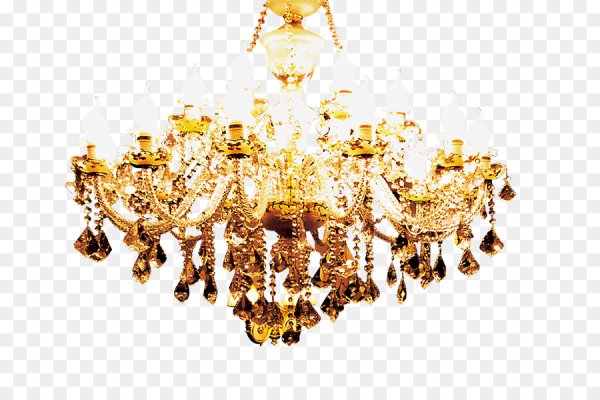 Золотая люстра на прозрачном фоне