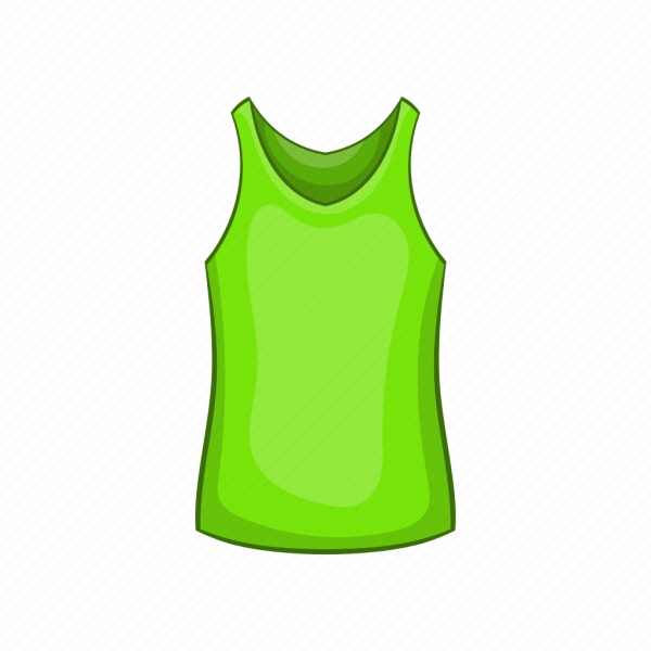 Зеленая мультяшная футболка на белом фоне