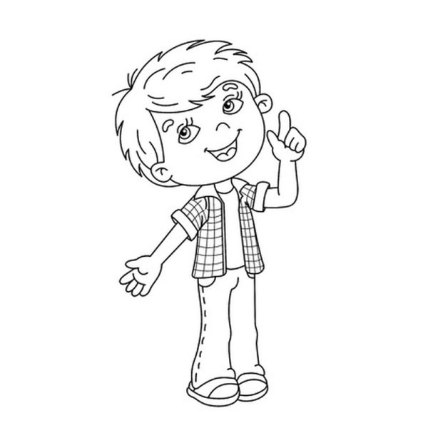 Мальчик задумался раскраска