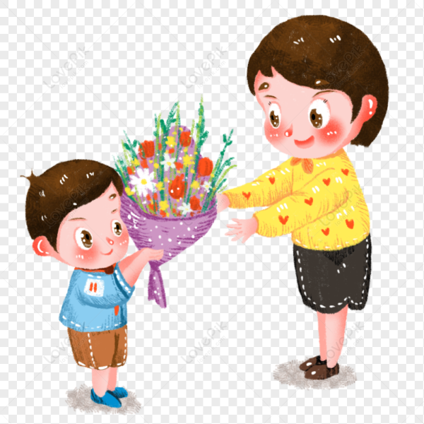 Картина ученик дарит цветы учителю