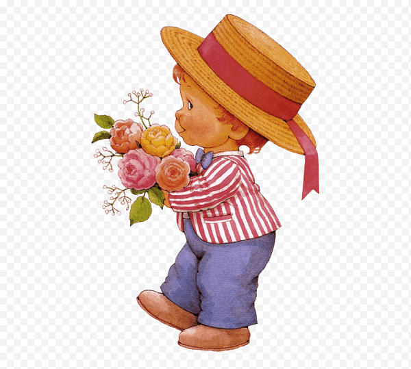 Девочка с цветами на прозрачном фоне