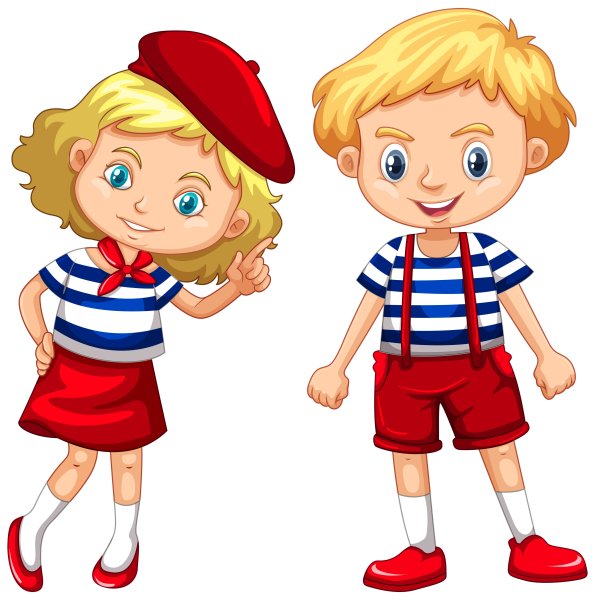 Мальчик и девочка на прозрачном фоне