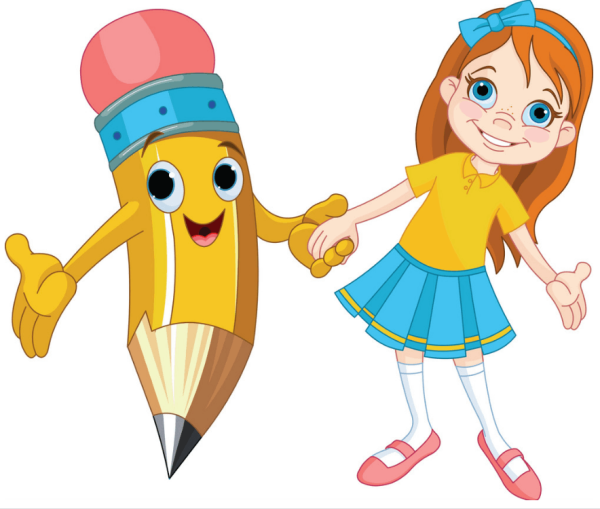 Веселый карандаш на прозрачном фоне