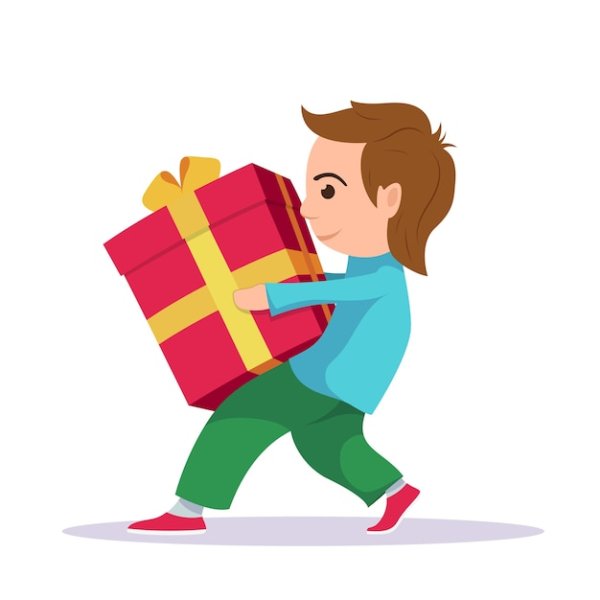 Мультяшный мальчик с подарком