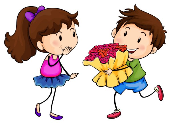 Дети с цветами на прозрачном фоне