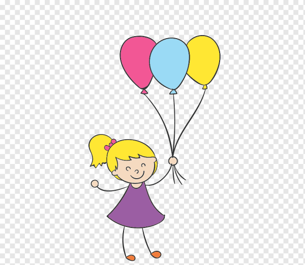 Нарисованная девочка с шариками