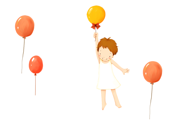 Дети с шариками на прозрачном фоне