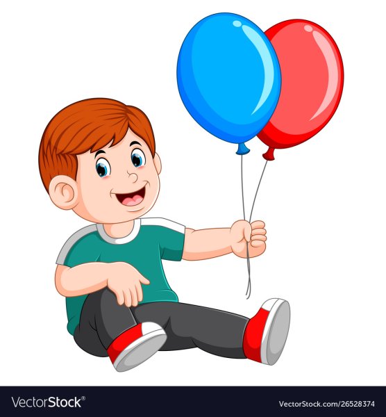 Мультяшный мальчик с шариками