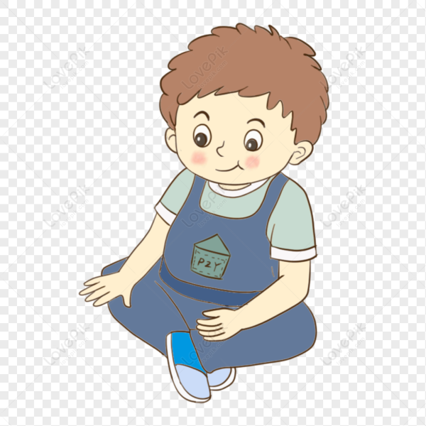 Мальчик сидит вектор