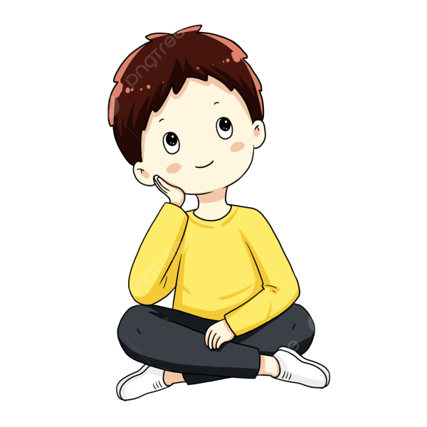 Мультяшный мальчик сидит