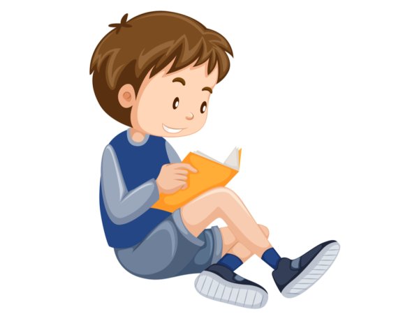 Мальчик сидит с книгой