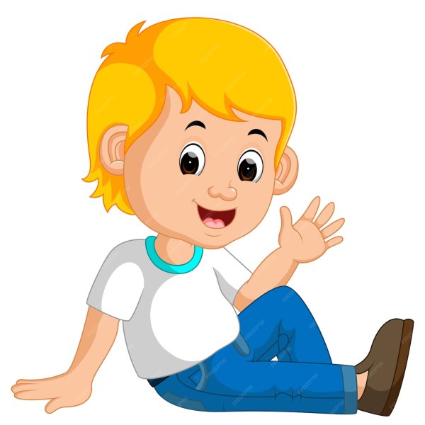 Мультяшный мальчик сидит