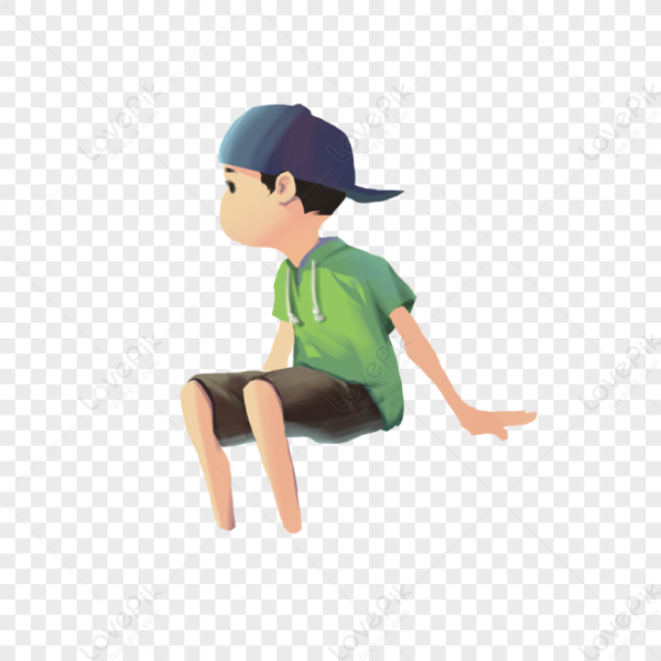 Мальчик сидит вектор