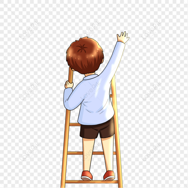 Мальчик поднимается по лестнице