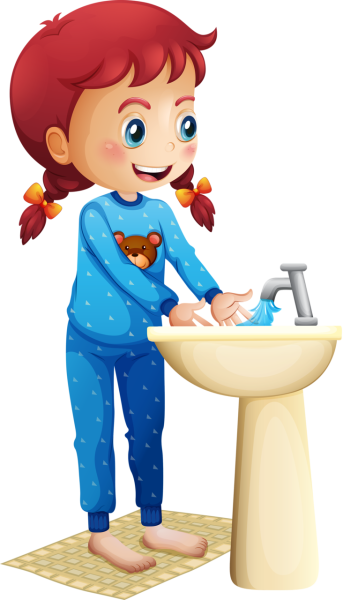 Девочка умывается