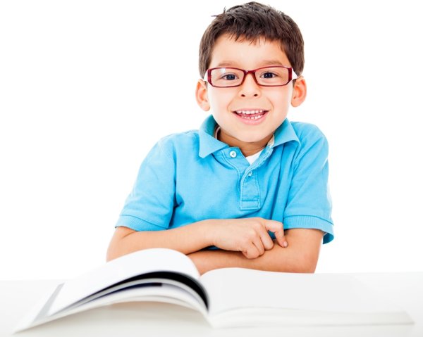 Школьник на белом фоне