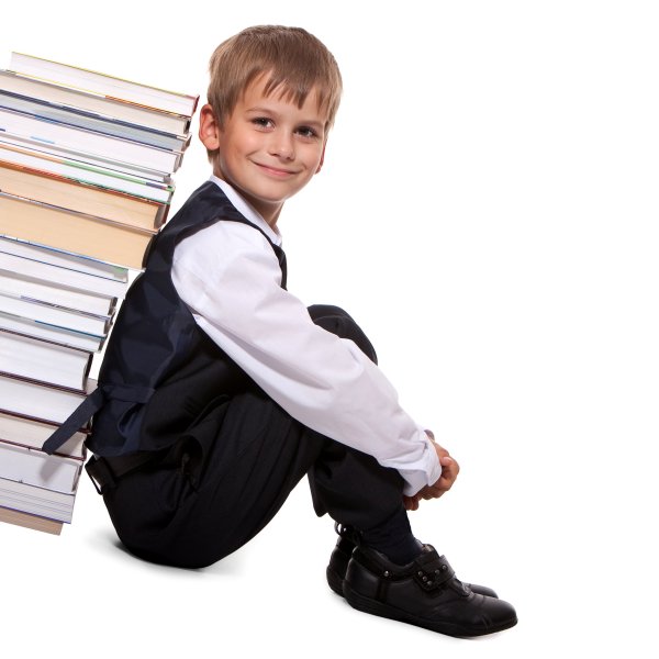 Ученик на белом фоне