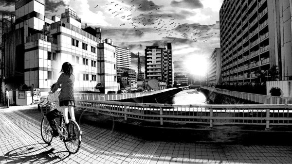 Городской пейзаж черно белый