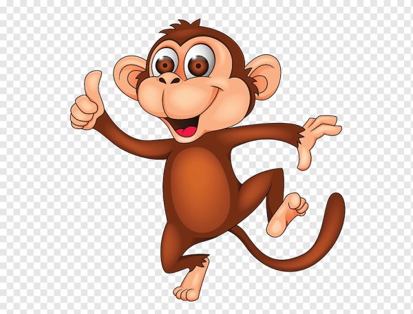 Мультяшная обезьянка на прозрачном фоне