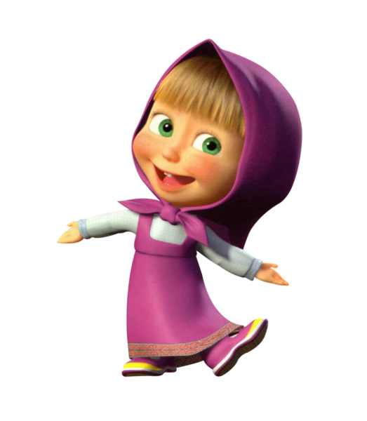 Маша из мультика Маша и медведь на белом фоне