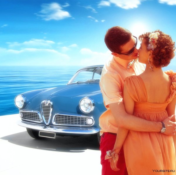 Любовная пара в машине