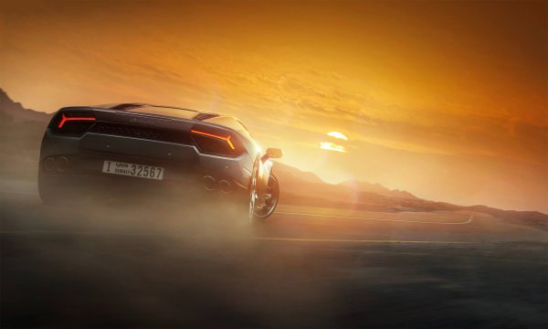 Lamborghini Huracan на закате