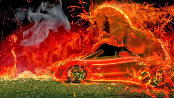 Огненный автомобиль фон
