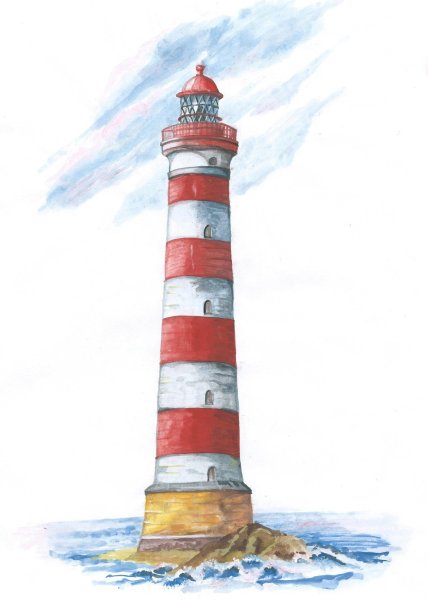 Маяк на белом фоне