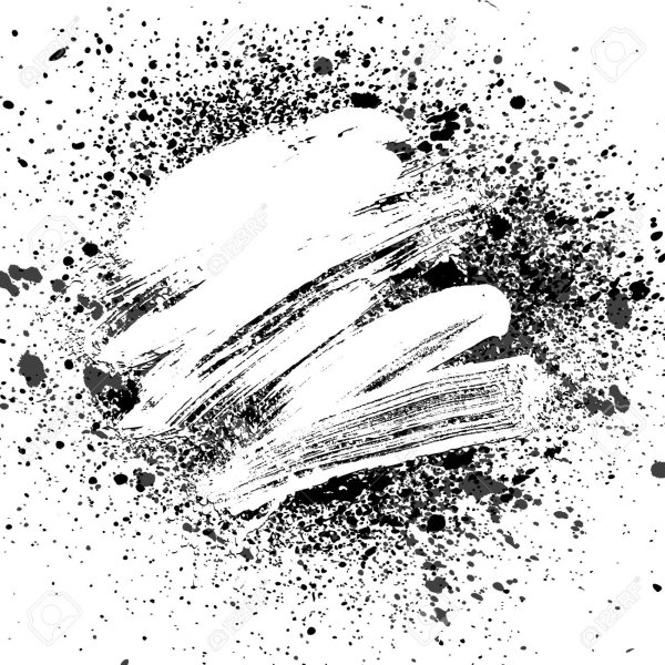 Черный мазок краски на белом фоне