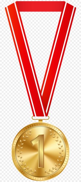 Золотая медаль с ленточкой