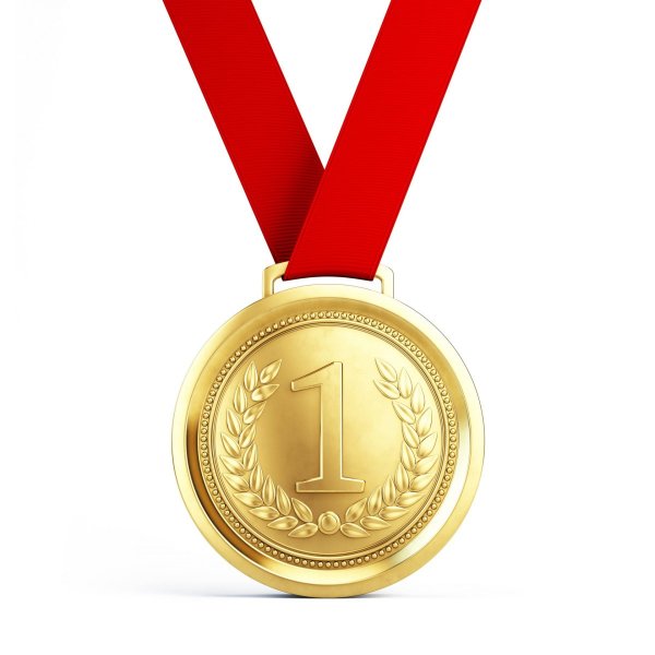 Золотая медаль с лентой