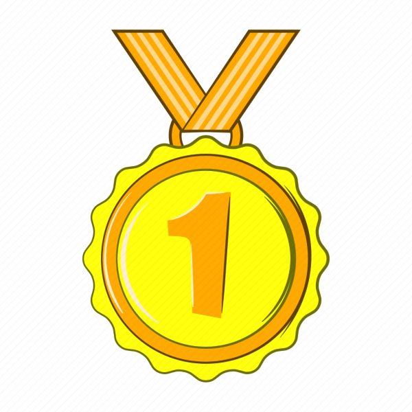 Медаль 1 место на белом фоне